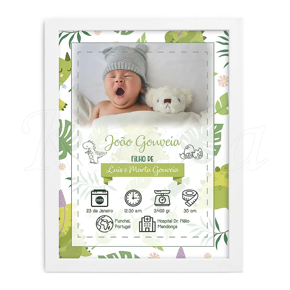 Quadro Personalizado Nascimento Bebé Green 3