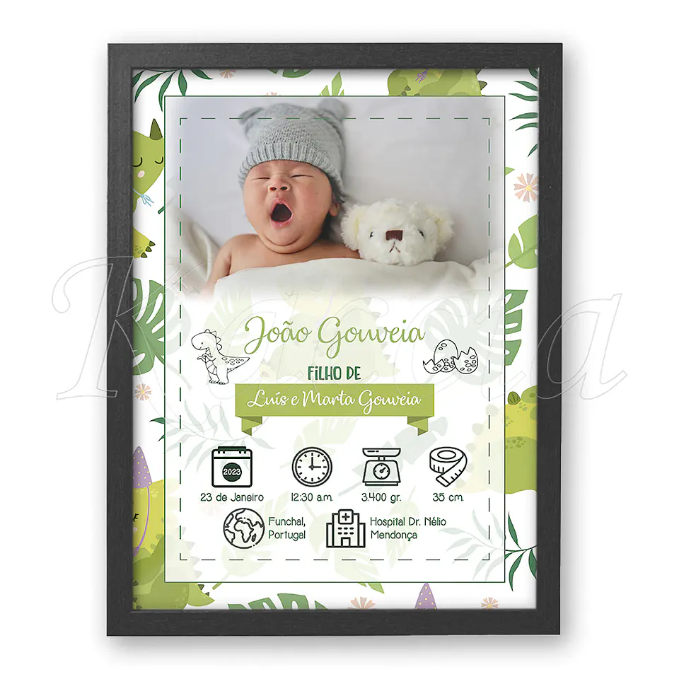 Quadro Personalizado Nascimento Bebé Green 4