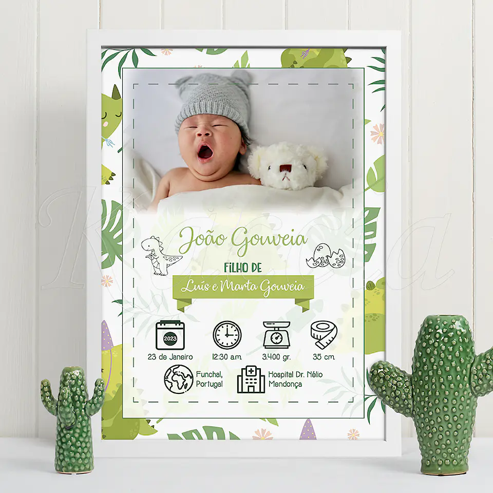 Quadro Personalizado Nascimento Bebé Green 1
