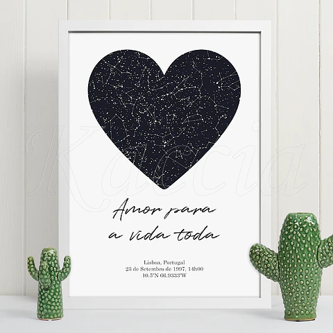 Quadro Mapa das Estrelas Coração