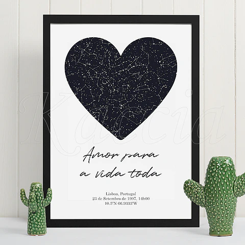 Quadro Mapa das Estrelas Coração