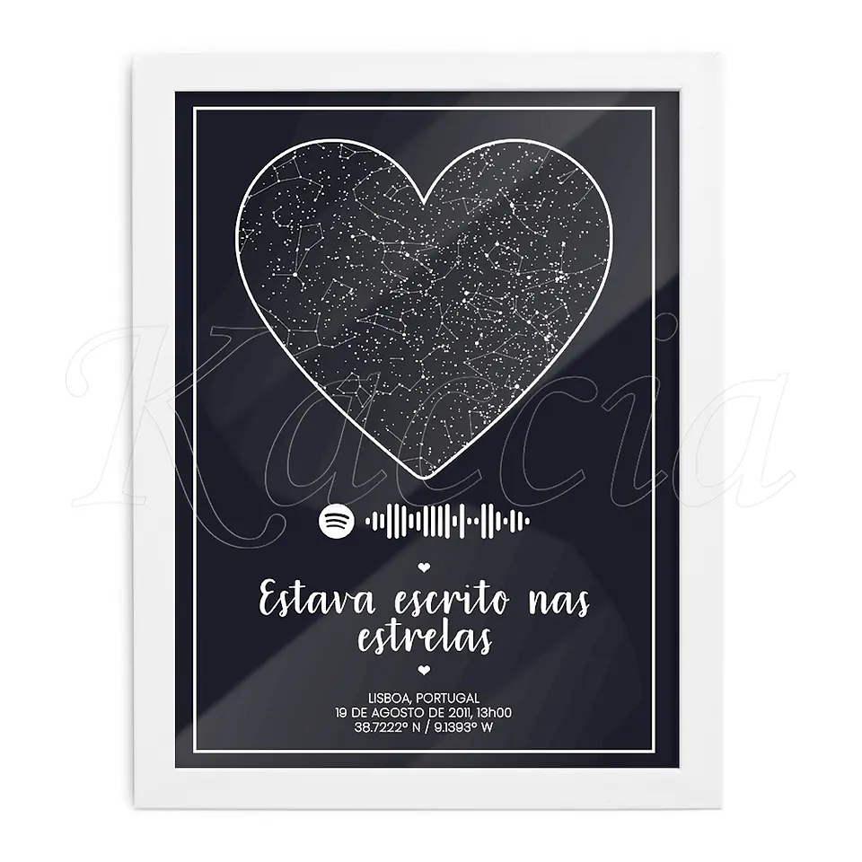 Quadro Mapa das Estrelas Spotify Coração 4