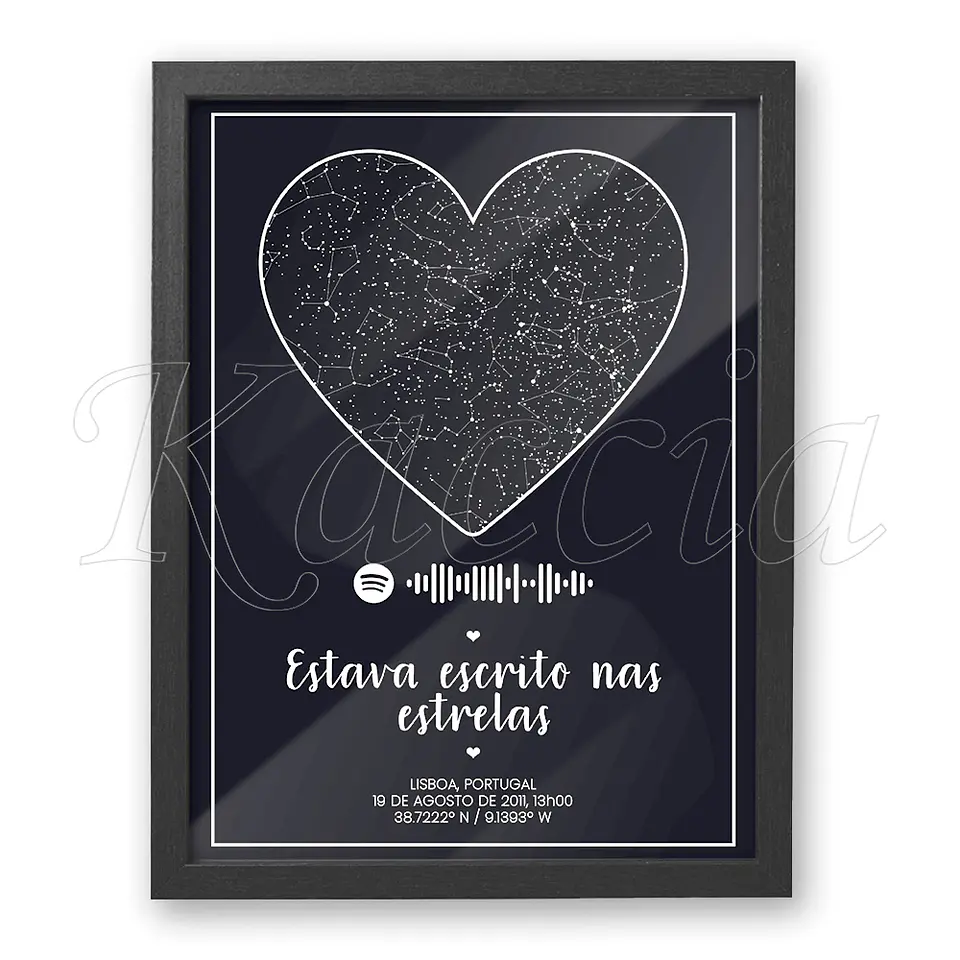 Quadro Mapa das Estrelas Spotify Coração 3