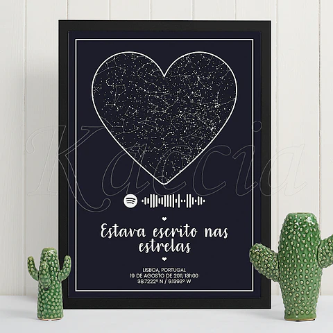 Quadro Mapa das Estrelas Spotify Coração