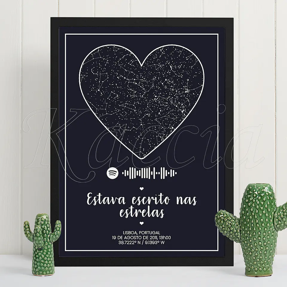Quadro Mapa das Estrelas Spotify Coração 2