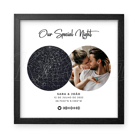 Quadro Mapa das Estrelas Spotify com Foto Illura Square