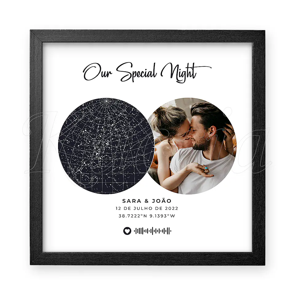 Quadro Mapa das Estrelas Spotify com Foto Illura Square 2