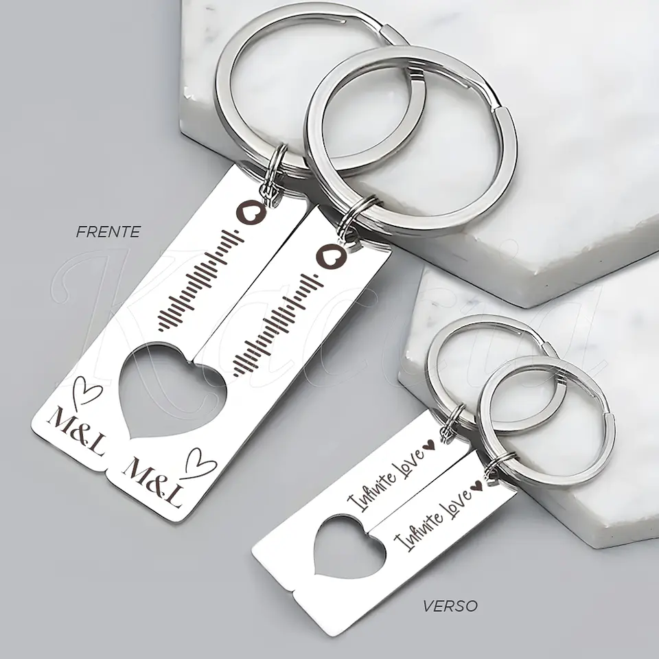Porta-chaves Personalizado Spotify Code Meia Metade Aço Inox 1