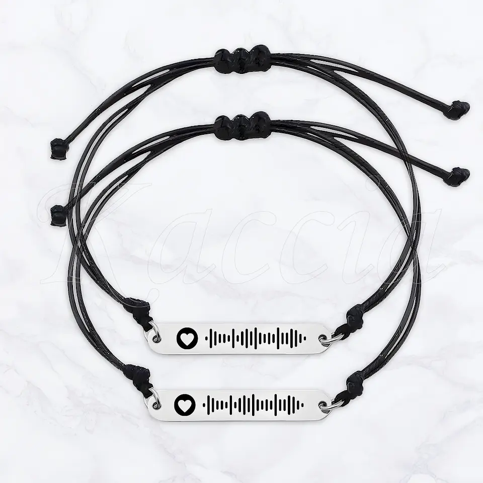Pulseiras Personalizadas Ajustáveis Spotify Casais Namorados 3