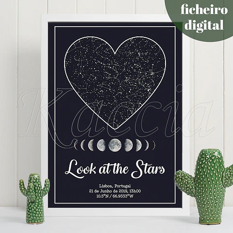 Ficheiro Digital - Mapa das Estrelas Lunar Coração