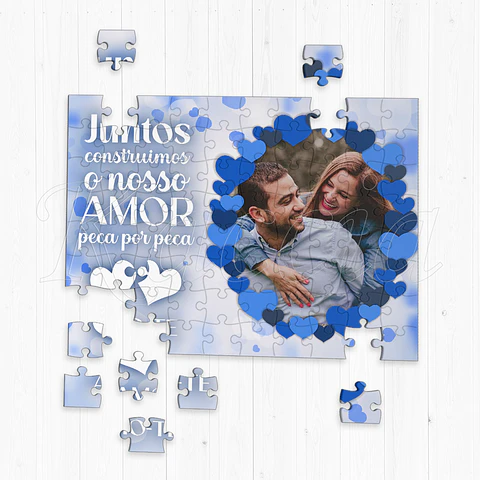 Puzzle Personalizado com Foto Amor Peça Blue