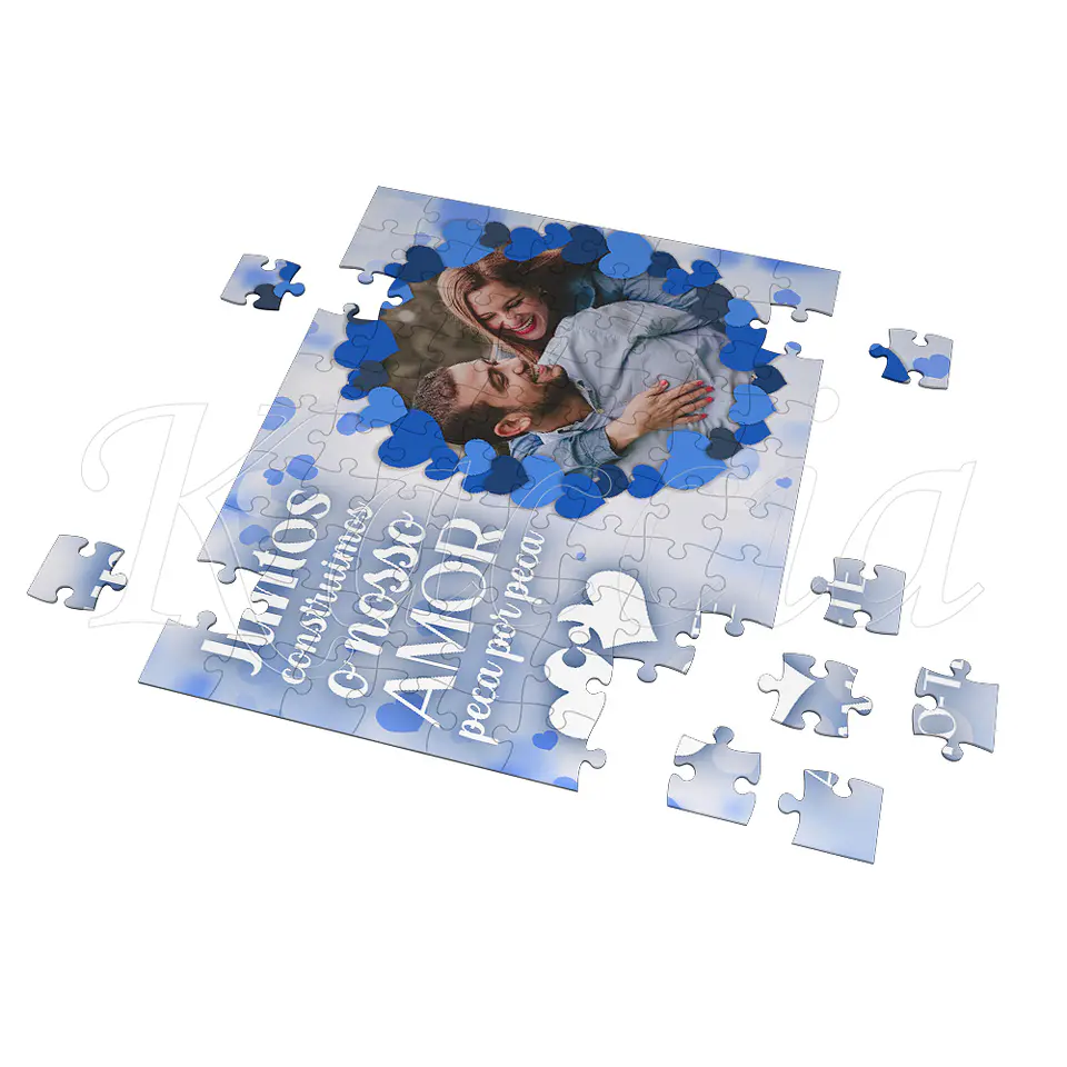 Puzzle Personalizado com Foto Amor Peça Blue 3