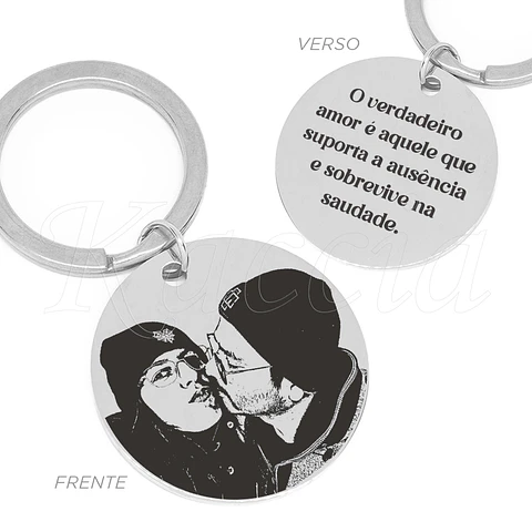 Porta-chaves Personalizado Foto e Frase Aço Inox