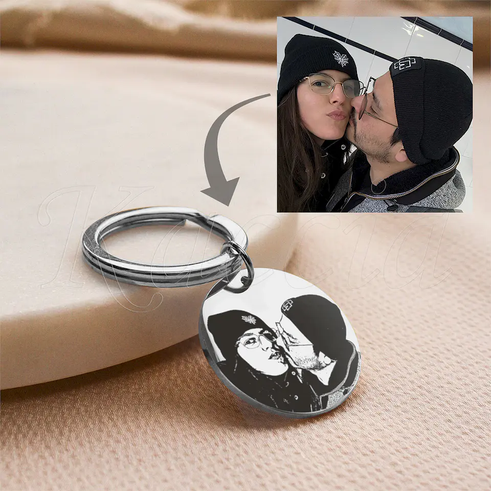 Porta-chaves Personalizado Foto e Frase Aço Inox 3