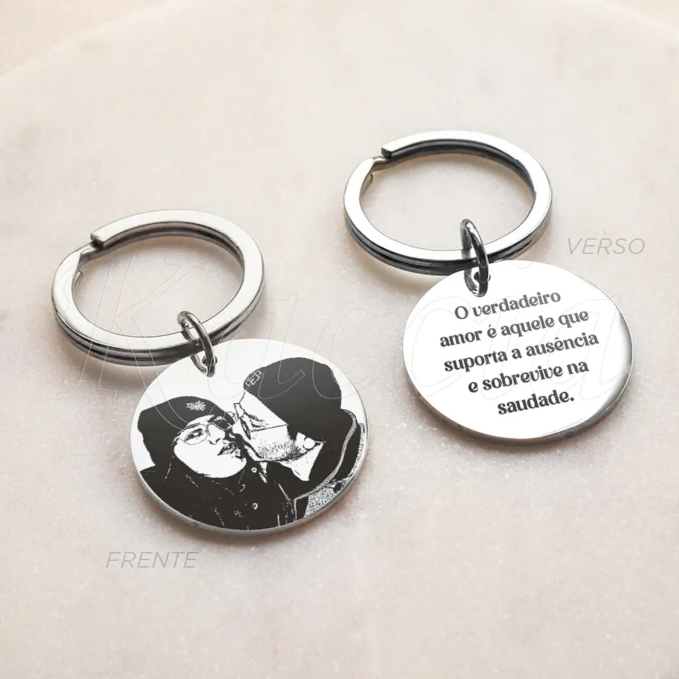 Porta-chaves Personalizado Foto e Frase Aço Inox 4