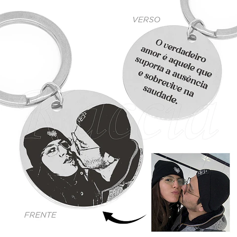 Porta-chaves Personalizado Foto e Frase Aço Inox
