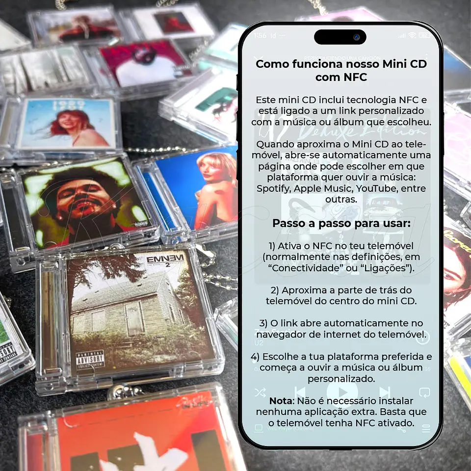 Mini CD com NFC Porta-chaves Álbum Personalizado - Reproduza a Sua Música Favorita Instantaneamente 4