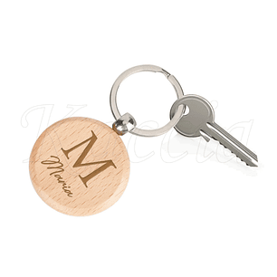 Porta-chaves Redondo em Madeira Personalizado com Nome