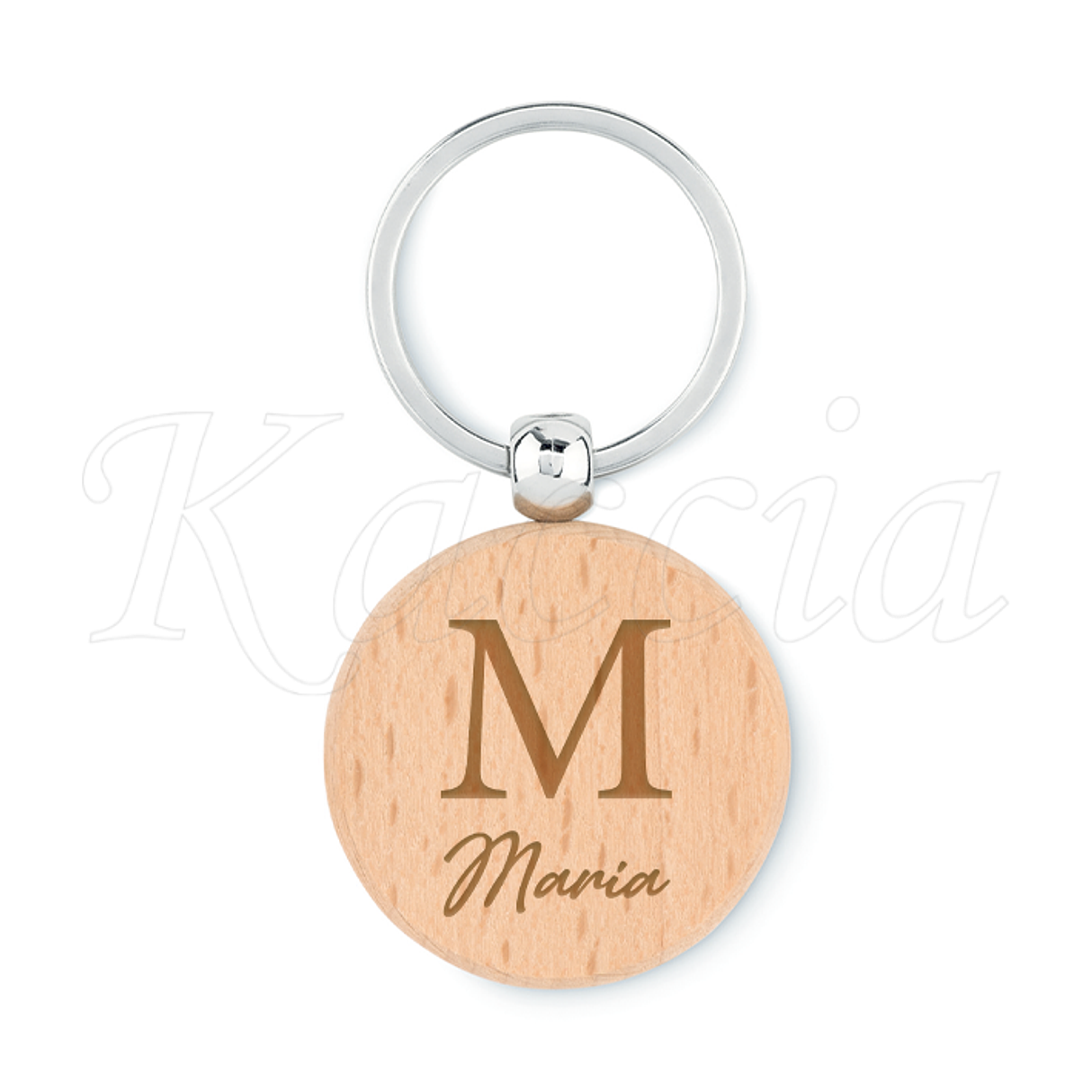 Porta-chaves Redondo em Madeira Personalizado com Nome 1