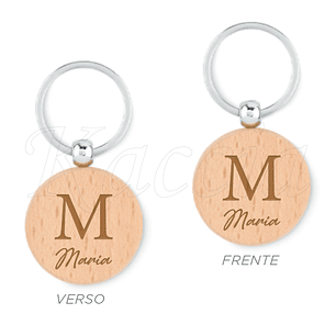 Porta-chaves Redondo em Madeira Personalizado com Nome