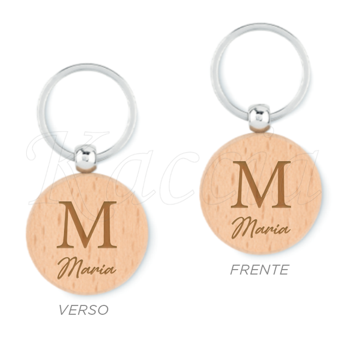 Porta-chaves Redondo em Madeira Personalizado com Nome 3