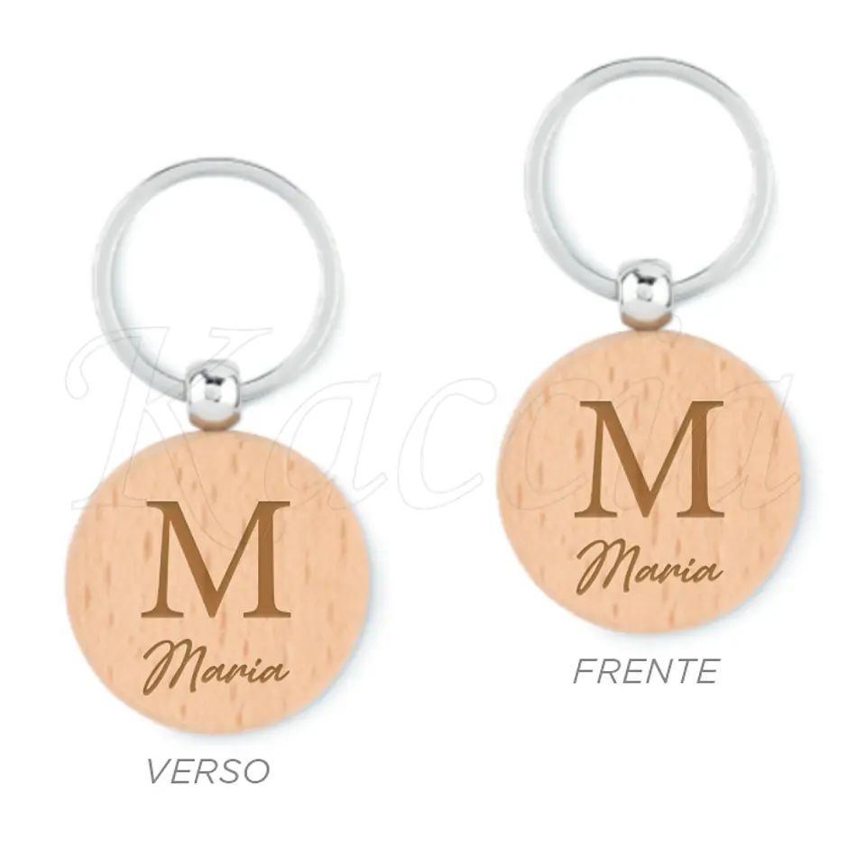 Porta-chaves Redondo em Madeira Personalizado com Nome 1