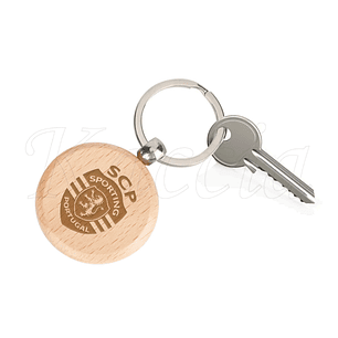 Porta-chaves Redondo em Madeira Personalizado Maior Sportinguista
