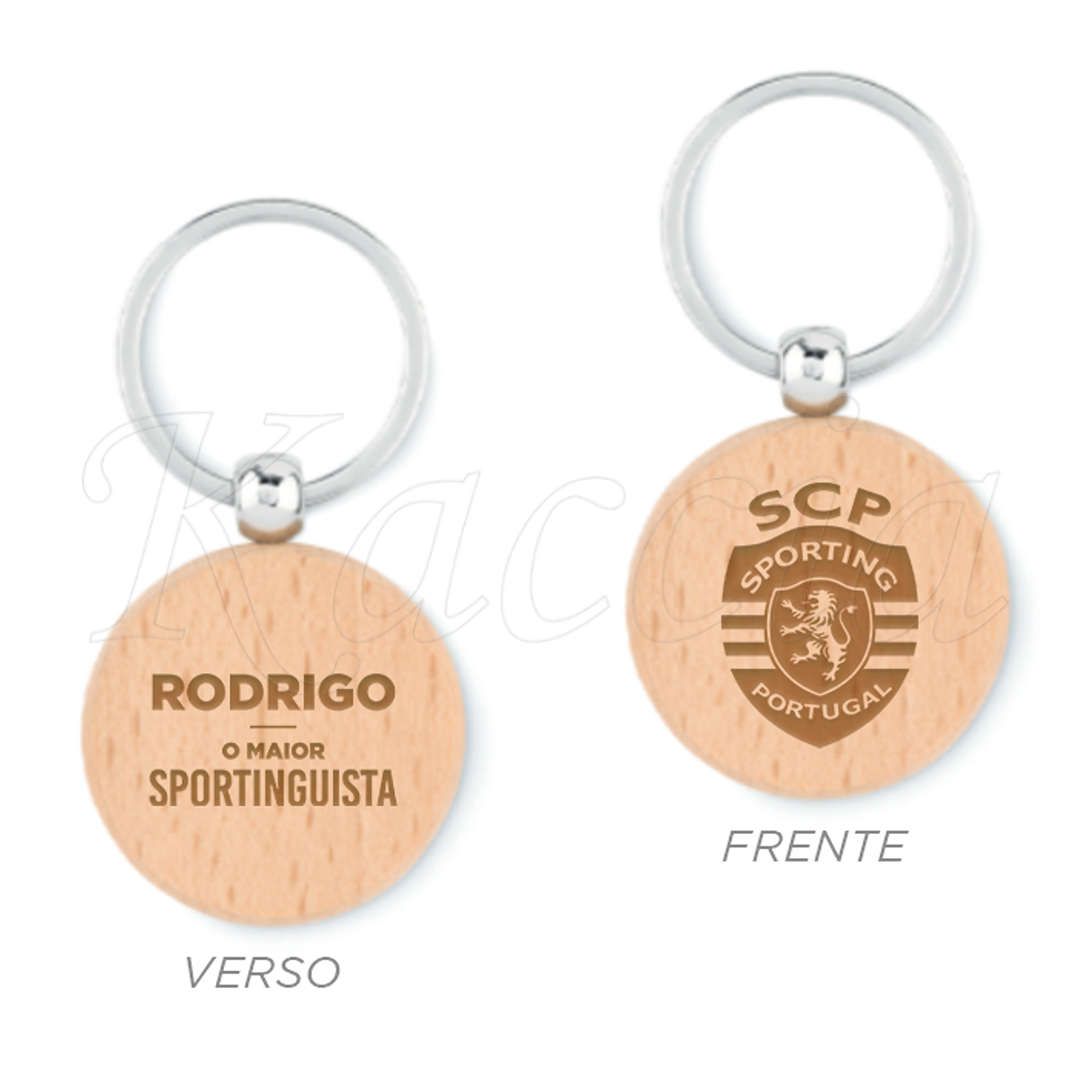Porta-chaves Redondo em Madeira Personalizado Maior Sportinguista 1