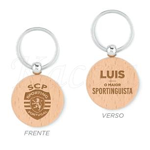 Porta-chaves Redondo em Madeira Personalizado Maior Sportinguista