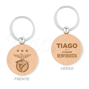 Porta-chaves Redondo em Madeira Personalizado Maior Benfiquista