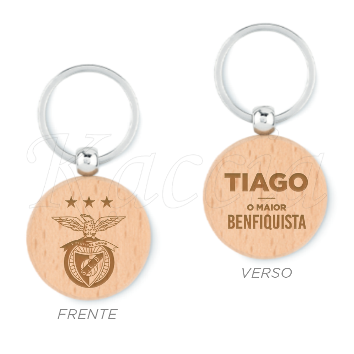 Porta-chaves Redondo em Madeira Personalizado Maior Benfiquista 1
