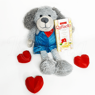 Pack Cão Peluche com Chocolate Raffaello 