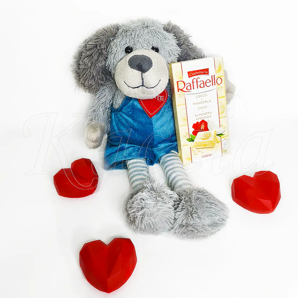 Pack Cão Peluche com Chocolate Raffaello  2