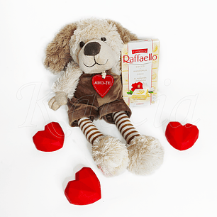 Pack Cão Peluche com Chocolate Raffaello 