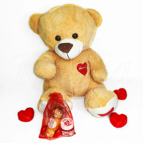 Pack Urso Grande Peluche com Bombons e Nutella Personalizada