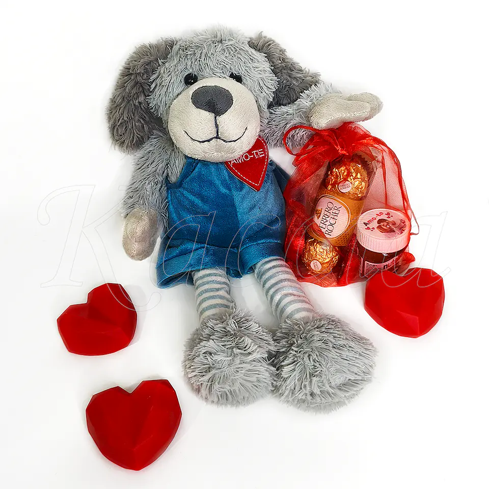 Pack Cão Peluche com Bombons e Nutella Personalizada 1