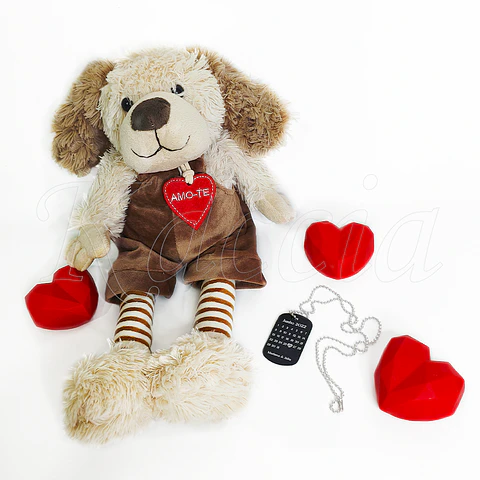 Pack Cão Peluche com Colar Personalizado Militar Masculino Foto Calendário