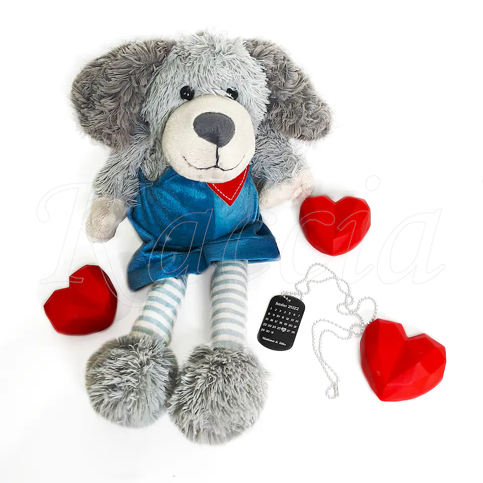 Pack Cão Peluche com Colar Personalizado Militar Masculino Foto Calendário 1