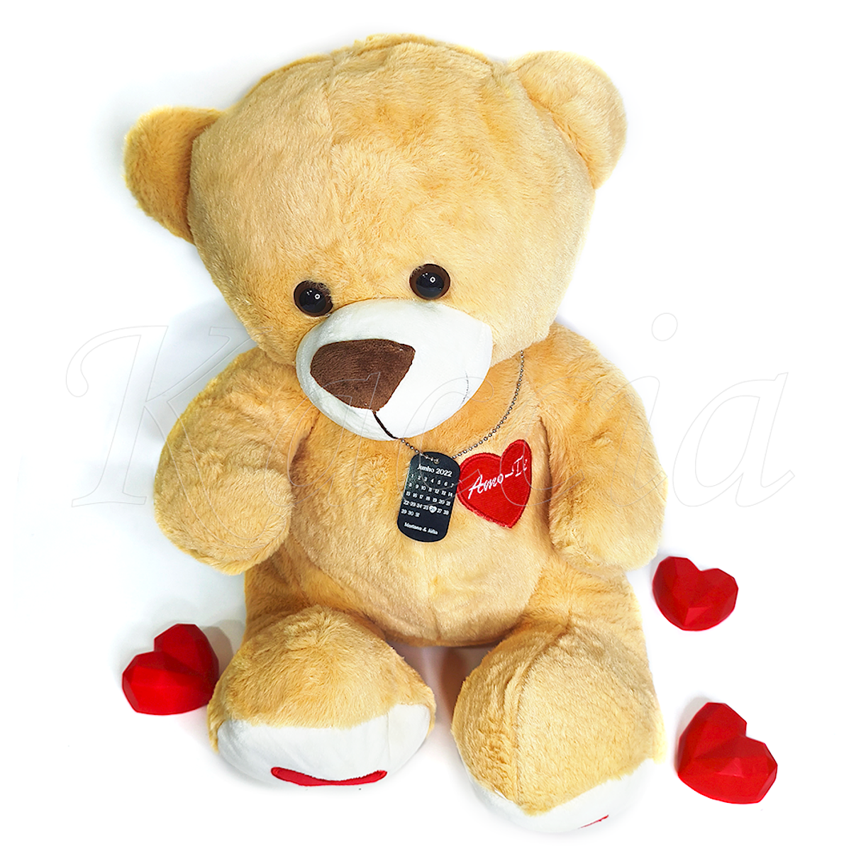 Pack Urso Grande Peluche com Colar Personalizado Militar Masculino Foto Calendário 2