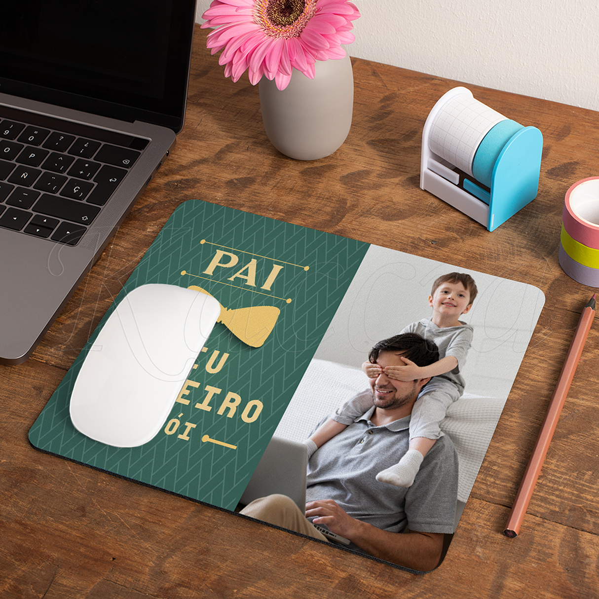 Tapete de Rato Personalizado Pai Meu Primeiro Herói com Foto  2