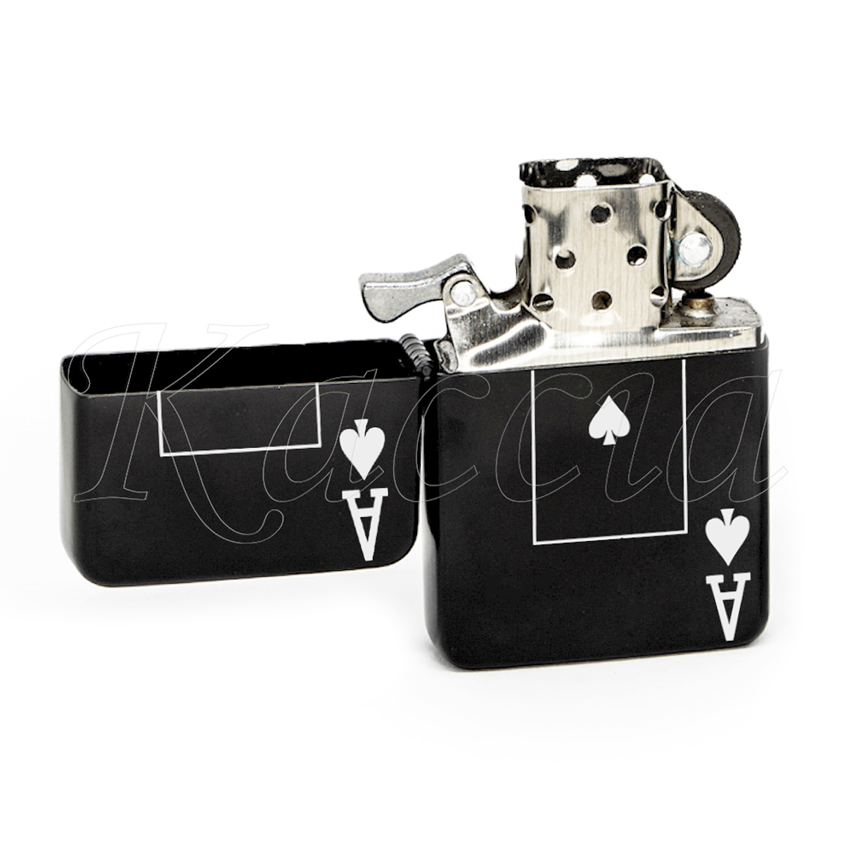 Isqueiro Preto Personalizado Carta Ás de Espadas 4