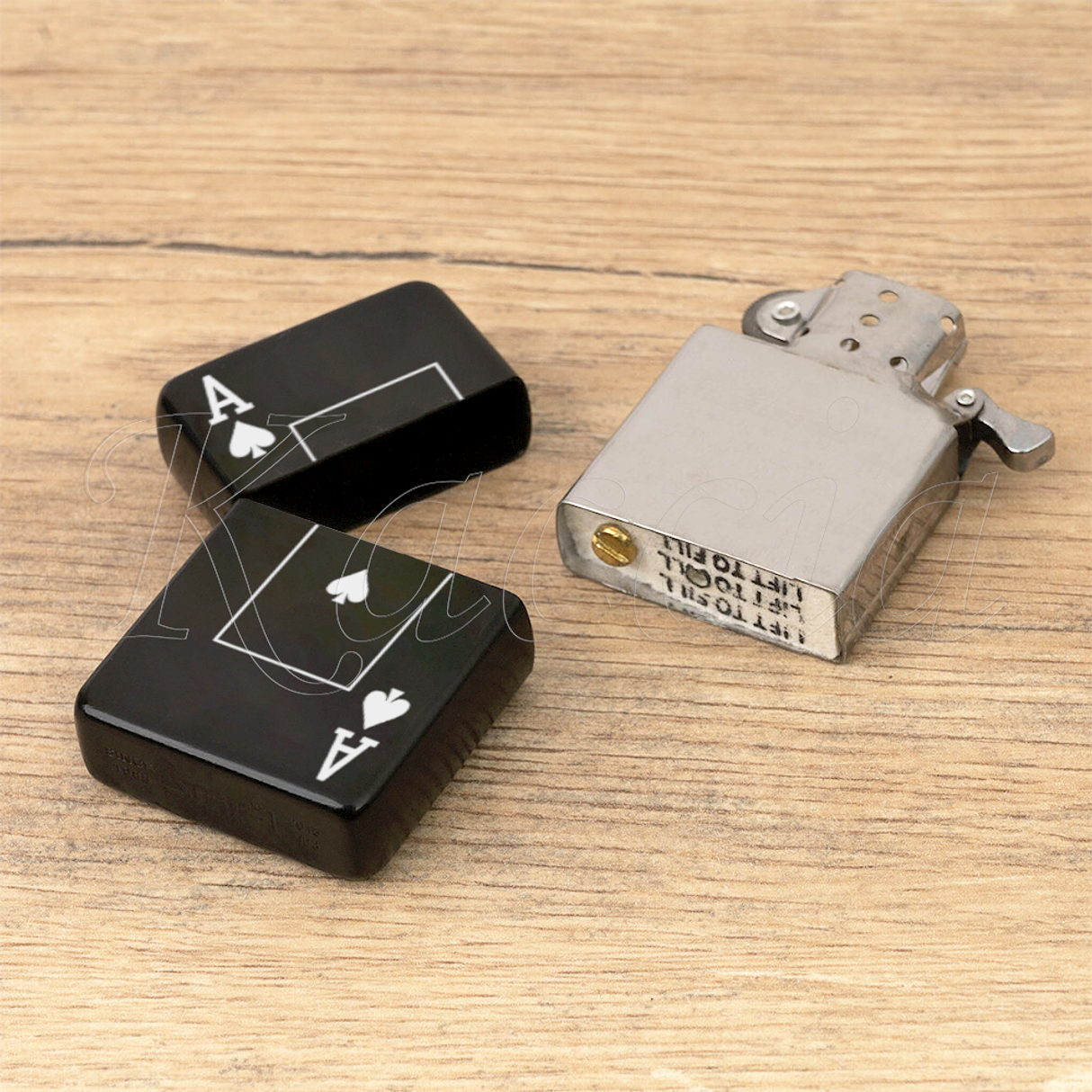 Isqueiro Preto Personalizado Carta Ás de Espadas 3