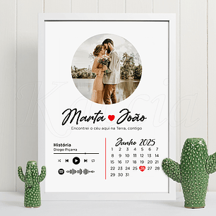 Quadro Spotify Personalizado Foto e Data Especial