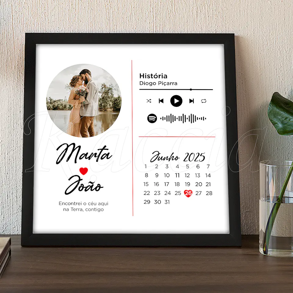 Quadro Spotify Personalizado Foto e Data Especial Square 1