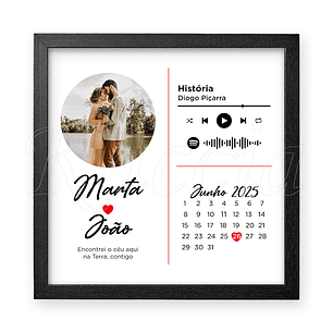 Quadro Spotify Personalizado Foto e Data Especial Square