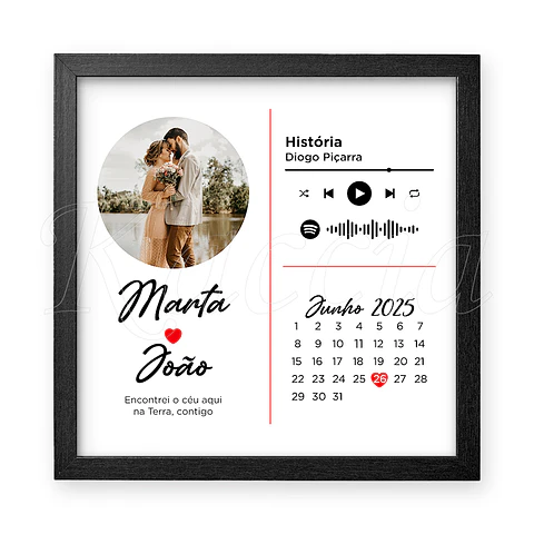 Quadro Spotify Personalizado Foto e Data Especial Square