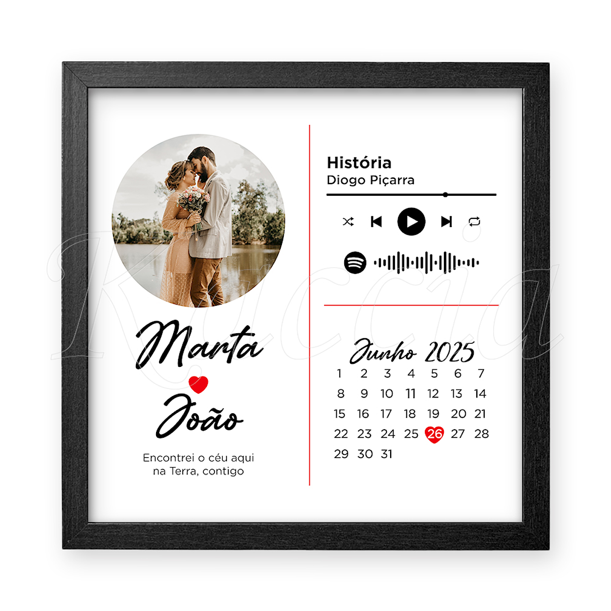Quadro Spotify Personalizado Foto e Data Especial Square 2