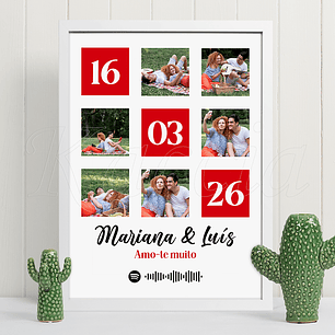 Quadro Spotify Personalizado Fotos e Data