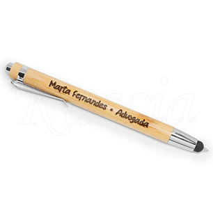 Caneta Personalizada Bambu c/ Touch com Nome e Profissão