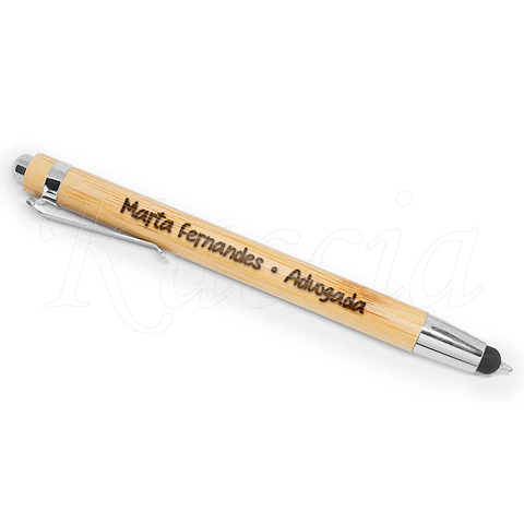 Caneta Personalizada Bambu c/ Touch com Nome e Profissão